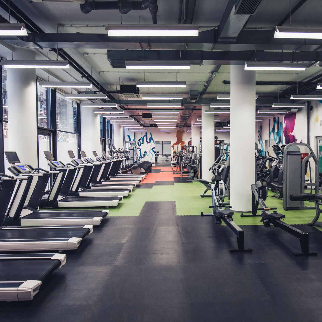 empty gym with treadmills