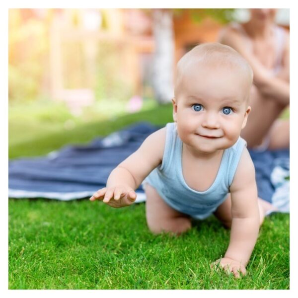 baby on artificial turf