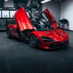 garage flooring with red car parked